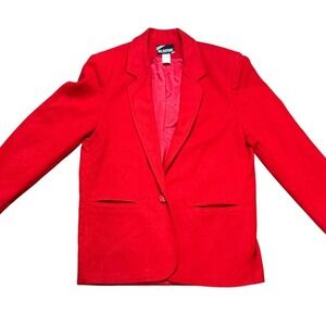 Inclinations Women Red Wool Blend Blazer‎ Jacket Size Medium